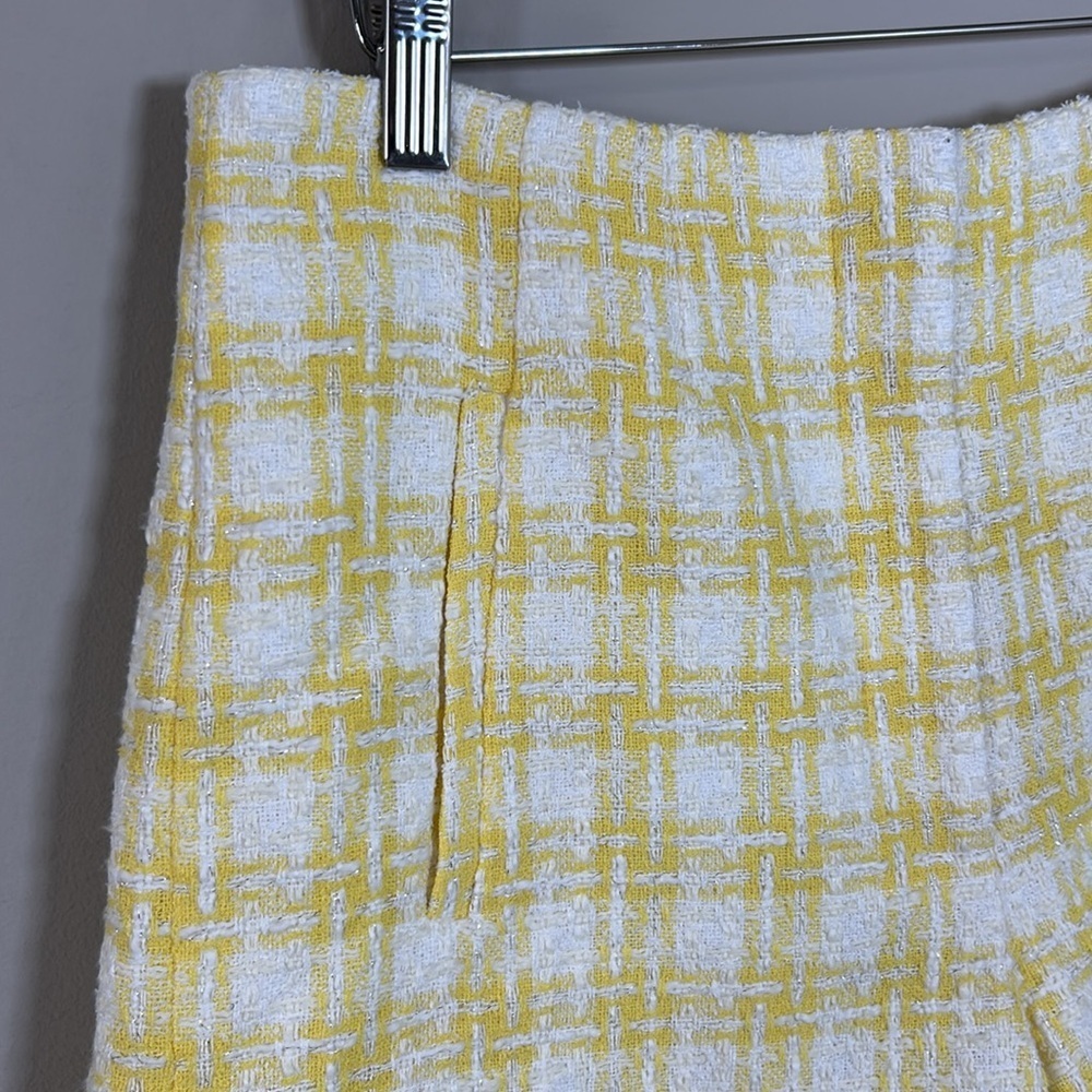 Veronica Beard Jazmin Short Tweed Pale Yellow White Wide Leg High Waist Sz 6 NEW - Picture 4 of 16